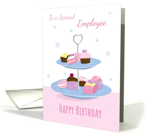 Employee Birthday Modern Cake Stand card (1686226)