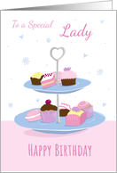 Special Lady Birthday Modern Cake Stand card