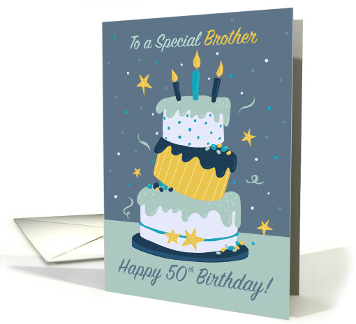 50th Brother Happy Birthday Quirky Fun Modern Cake card (1695920)