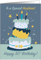 50th Husband Happy Birthday Quirky Fun Modern Cake card