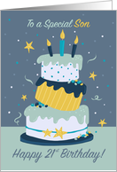 21st Son Happy Birthday Quirky Fun Modern Cake card