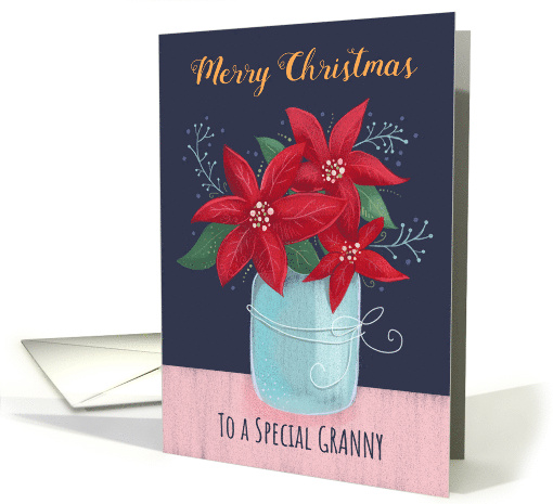 Granny Merry Christmas Poinsettia Flower Vase card (1697142)