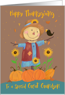 Great Grandson Happy Thanksgiving Cute Scarecrow with Sunflowers card
