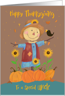Uncle Happy Thanksgiving Cute Scarecrow with Sunflowers card