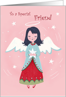 Friend Sweet Christmas Angel on Pink card