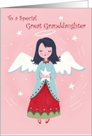 Great Granddaughter Sweet Christmas Angel on Pink card