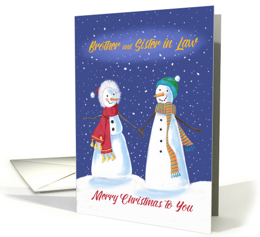 Brother and Sister in Law Snowmen Holding Hands in Snow card (1701988)