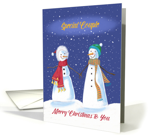 Special Couple Snowmen Holding Hands in Snow card (1702008)