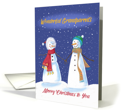 Wonderful Grandparents Snowmen Holding Hands in Snow card (1702010)