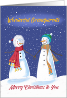 Wonderful Grandparents Snowmen Holding Hands in Snow card