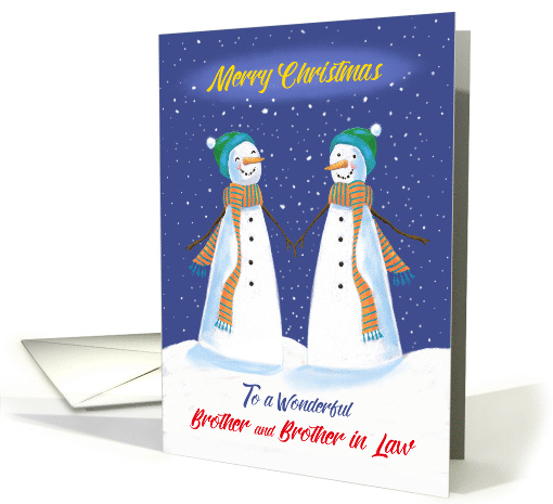 Brother and Brother in Law Gay Christmas Snowmen Holding Hands card