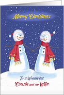 Cousin and Wife Lesbian Christmas Snowmen Holding Hands card