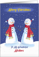 Mothers Christmas Snowmen Holding Hands card