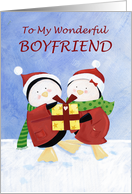 Boyfriend Christmas Holiday Cute Penguins in Red Coats card