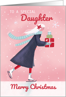 Daughter Christmas Modern Skating Girl with Gifts card