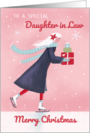 Daughter in Law Christmas Modern Skating Girl with Gifts card