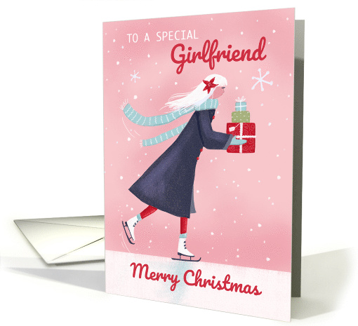 Girlfriend Christmas Modern Skating Girl with Gifts card (1702556)