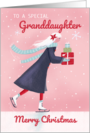 Granddaughter Christmas Modern Skating Girl with Gifts card