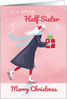 Half Sister Christmas Modern Skating Girl with Gifts card