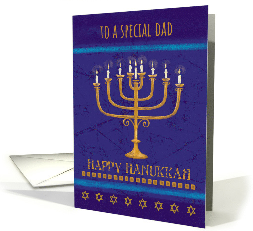 Dad Hanukkah Gold Menorah Candles Star of David card (1704162)
