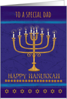Dad Hanukkah Gold Menorah Candles Star of David card