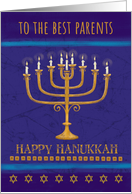 Best Parents Hanukkah Gold Menorah Candles Star of David card