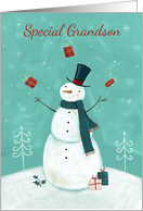 Grandson Christmas Holidays Juggling Snowman card