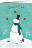 Uncle Christmas Holidays Juggling Snowman card