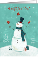 Money Gift Card Christmas Holidays Juggling Snowman card