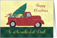Dad Happy Christmas Red Truck with Dog card