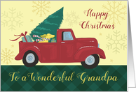 Grandpa Happy Christmas Red Truck with Dog card