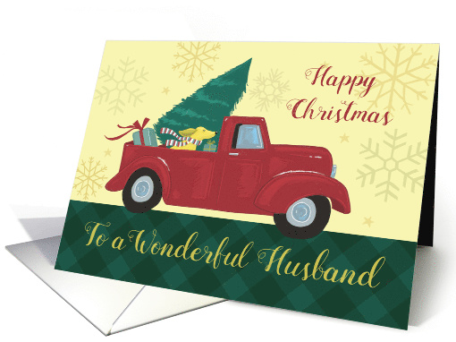Husband Happy Christmas Red Truck with Dog card (1705352)