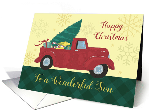 Son Happy Christmas Red Truck with Dog card (1705354)