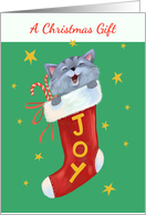 Gift Money Card Cute Kitten Joy Stocking card