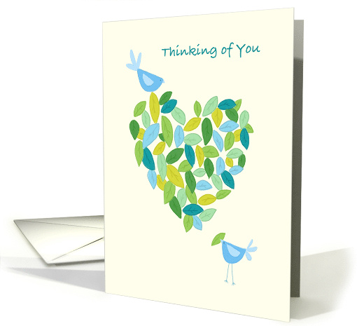 Thinking of You Blue Bird Heart of Leaves card (1707088)