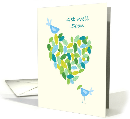 Get Well Soon Blue Bird Heart of Leaves card (1707098)