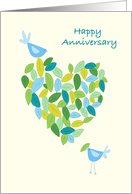 Happy Anniversary Blue Bird Heart of Leaves card