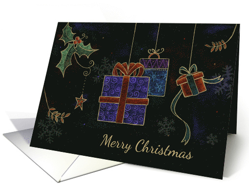 Merry Christmas Hanging Holiday Presents card (1707196)