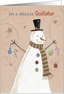 Special Godfather Christmas Holiday Folk Style Snowman card