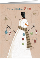 Special Uncle Christmas Holiday Folk Style Snowman card