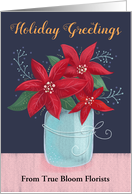 Business Holiday Greetings Poinsettia Flowers Customizable card
