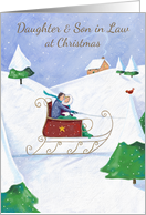 Daughter and Son in Law Christmas Red Sleigh Scene card