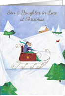 Son and Daughter in Law Christmas Red Sleigh Scene card