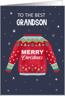 Best Grandson Merry Christmas Sweater Jumper card