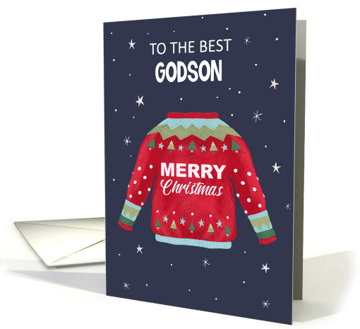 Best Godson Merry Christmas Sweater Jumper card (1712640)