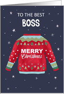 Best Boss Merry Christmas Sweater Jumper card