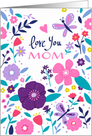 Love you Mom Bright Florals card