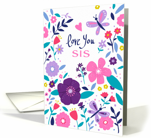 Love you Sis Bright Florals card (1723658)