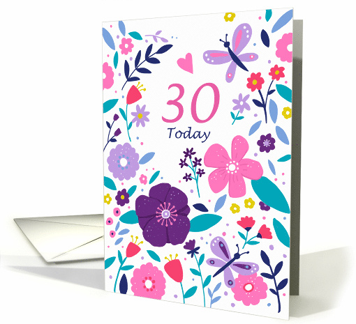 30 Today Birthday Bright Floral card (1723682)