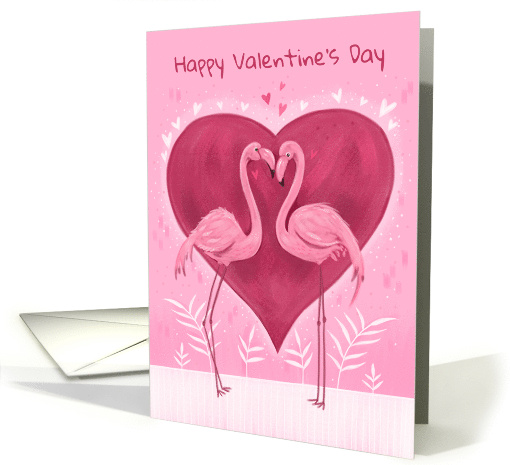 Happy Valentine's Day Pink Flamingo Heart card (1726182)
